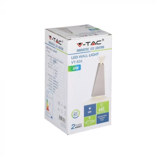 V-TAC LED fali lámpatest 6W fehér 4000K - IP65 - 8296