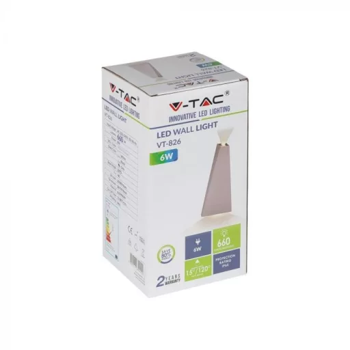 V-TAC LED fali lámpatest 6W szürke 4000K - IP65 - 8300