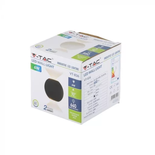 V-TAC 6W LED Fali világítás IP65 szürke színű kerek 3000K - 8305