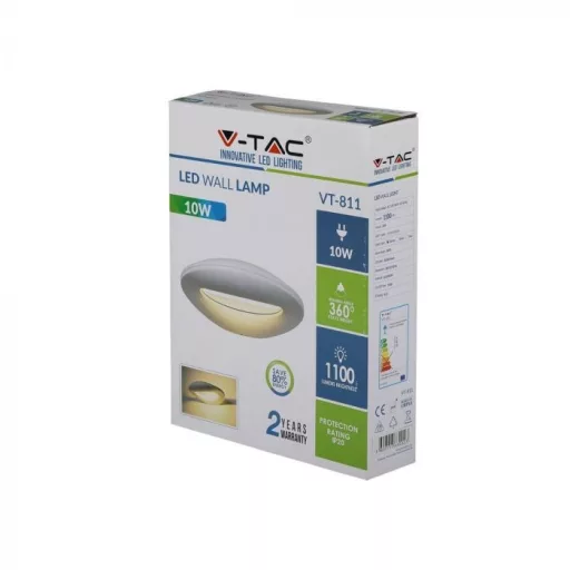 V-TAC 10W LED Fali lámpa fehér színű 3000K - IP65 - 8307