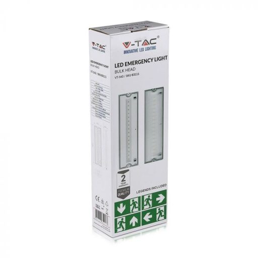 V-TAC Vészkijárati lámpa 3W 12 órás töltés IP65 6400K - 83111