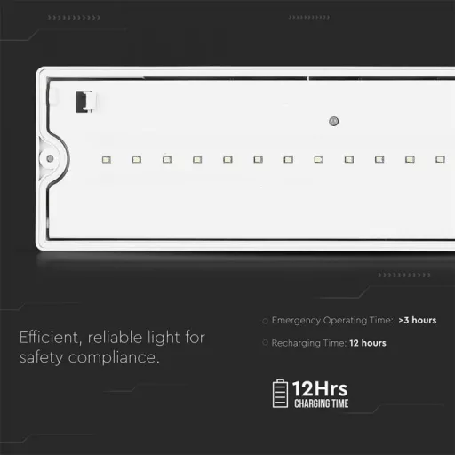 V-TAC Vészkijárati lámpa 3W 12 órás töltés IP65 6400K - 83111