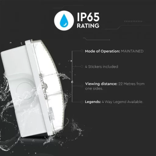 V-TAC Vészkijárati lámpa 3W 12 órás töltés IP65 6400K - 83111