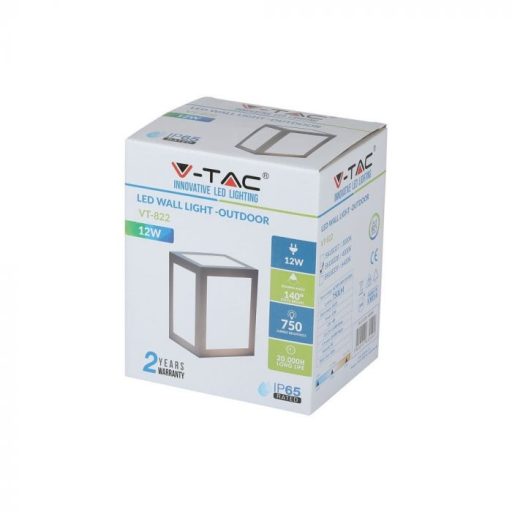 V-TAC 12W LED Fali lámpa szürke színű 6400K - IP65 - 8339