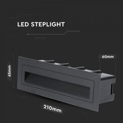 V-TAC Led lépcsőlámpa fekete 6W 3000K - 8348