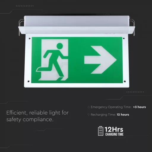 V-TAC 2W LED Süllyeszthető vészkijárat jelző lámpa 6000K - 835