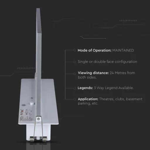 V-TAC 2W LED Süllyeszthető vészkijárat jelző lámpa 6000K - 835