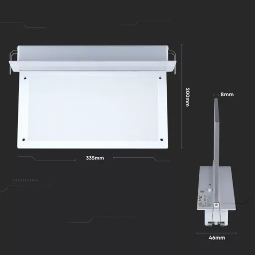 V-TAC 2W LED Süllyeszthető vészkijárat jelző lámpa 6000K - 835