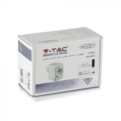 V-TAC WIFI mini Konnektor, (dugalj) + USB EU Amazon Alexa & Google Home kompatibilis - 8416