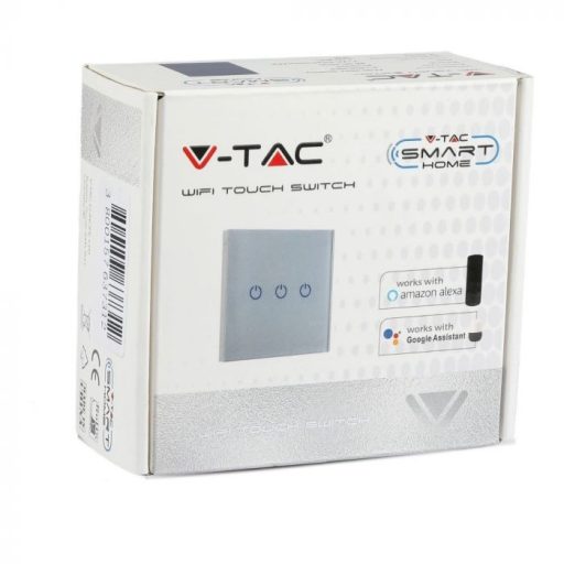 V-TAC SMART WIFI-s Érintős kapcsoló 2 gombos fehér - 8418