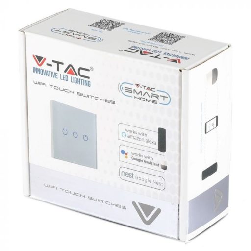 V-TAC SMART WIFI-s Érintős kapcsoló 3 gombos fehér - 8419