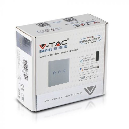 V-TAC SMART WIFI-s Érintős 1 gombos kapcsoló fekete - 8423