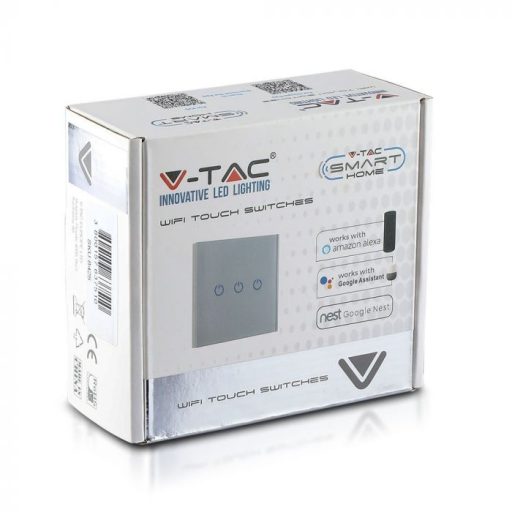 V-TAC SMART WIFI-s Érintős kapcsoló 3 gombos fekete - 8425