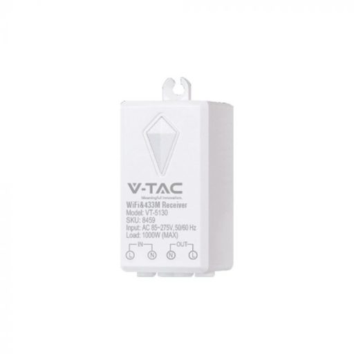 V-TAC WiFi vezérlő, Smart relé Amazon Alexa-Google Home komp. 600m hatótávolság 1000W - 8459