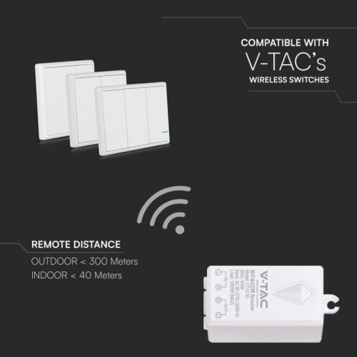 V-TAC WiFi vezérlő, Smart relé Amazon Alexa-Google Home komp. 600m hatótávolság 1000W - 8459