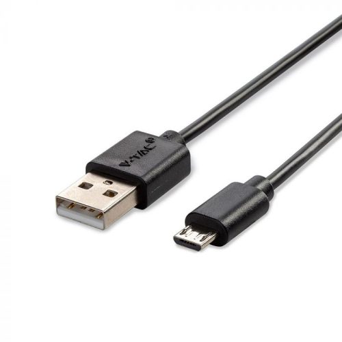 V-TAC 1M Micro USB kábel fekete - gyöngy széria - 8481