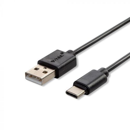 V-TAC 1M C Típusú USB kábel fekete - gyöngy széria - 8483