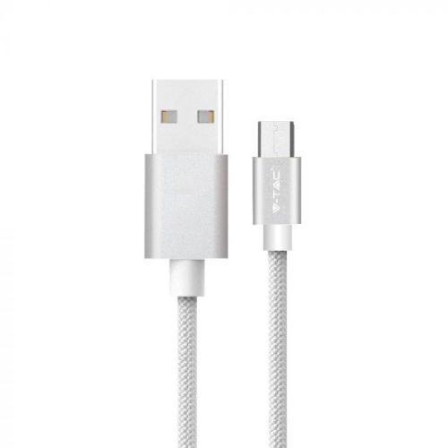 V-TAC 1M Micro USB kábel ezüst - platinum széria - 8489