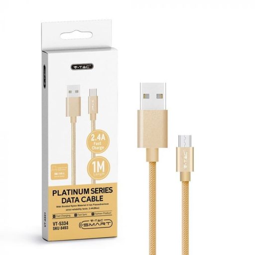 V-TAC 1M C Típusú USB kábel arany - platinum széria - 8493