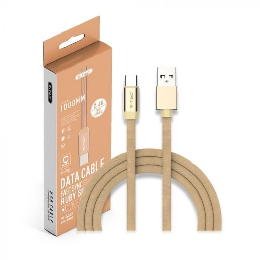 V-TAC 1M C Típusú USB kábel arany - rubin széria - 8499