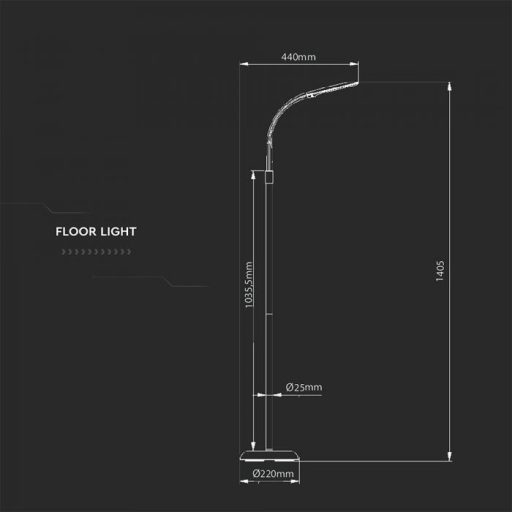 V-TAC LED Állólámpa 7W - fehér - 4000K - 8507