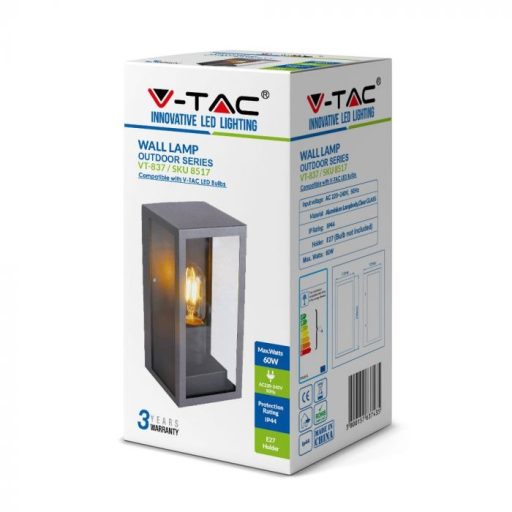 V-TAC E27 fali lámpatest - fekete - 8517