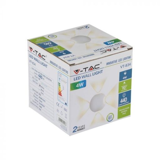 V-TAC 4W led fali lámpatest gömb, fehér 4000K - IP65 - 8552