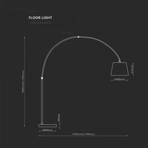 V-TAC LED Állólámpa E27  - fekete - 8564