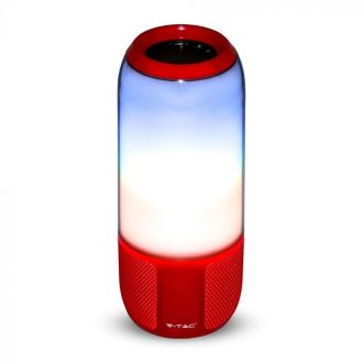   V-TAC 2x3W LED Bluetooth hangszóró USB és Kártya olvasóval Piros színű - 8571