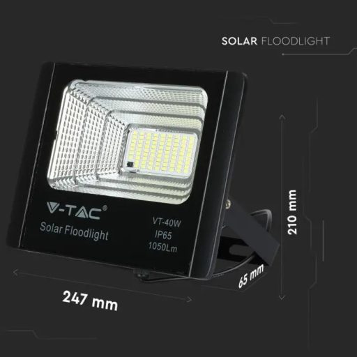 V-TAC 16W LED napelemes (SOLAR) reflektor távirányítóval 120° 4000K fekete házas  - 8574