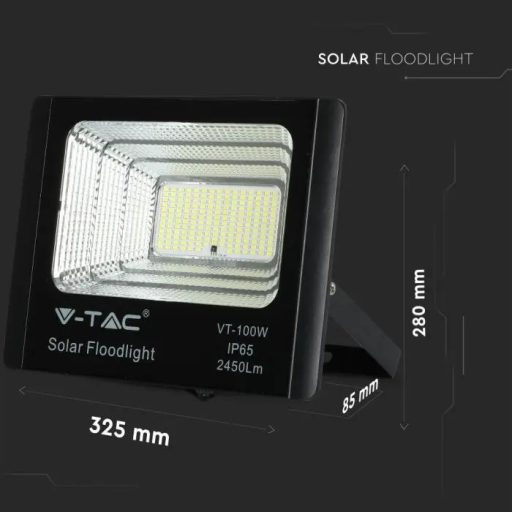 V-TAC 35W LED napelemes (SOLAR) reflektor távirányítóval 120° 4000K fekete házas  - 8576