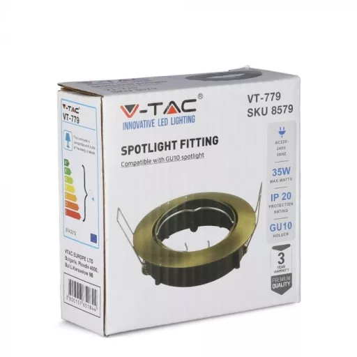 V-TAC Led GU10 Spot Keret kerek állítható beépíthető - arany - 8579