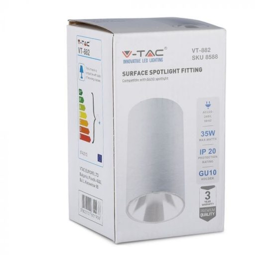 V-TAC Led GU10 Spot Falon kívüli keret kör forma - fehér - 8588