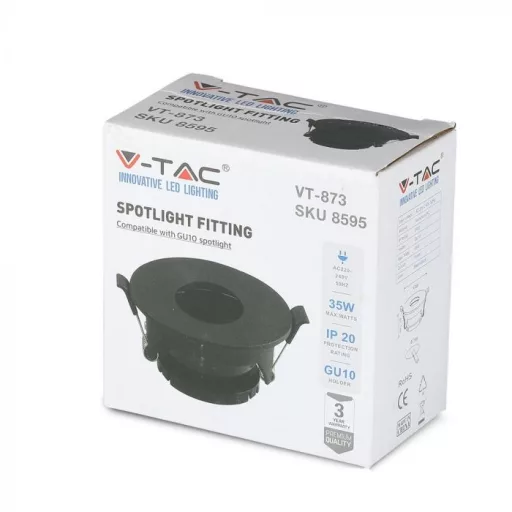 V-TAC Led GU10 Spot Keret beépíthető - fekete - 8595