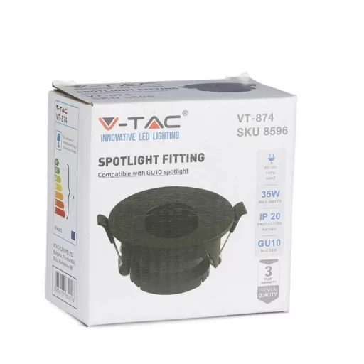 V-TAC Led GU10 Spot Keret beépíthető - fekete - 8596