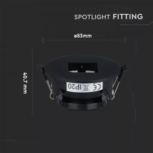 V-TAC Led GU10 Spot Keret beépíthető - fekete - 8598