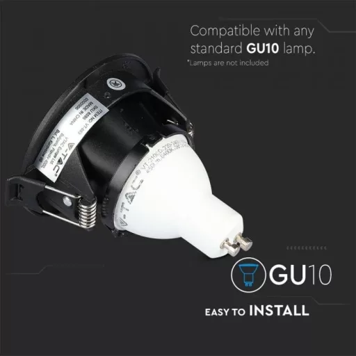 V-TAC Led GU10 Spot Keret beépíthető - fekete - 8598