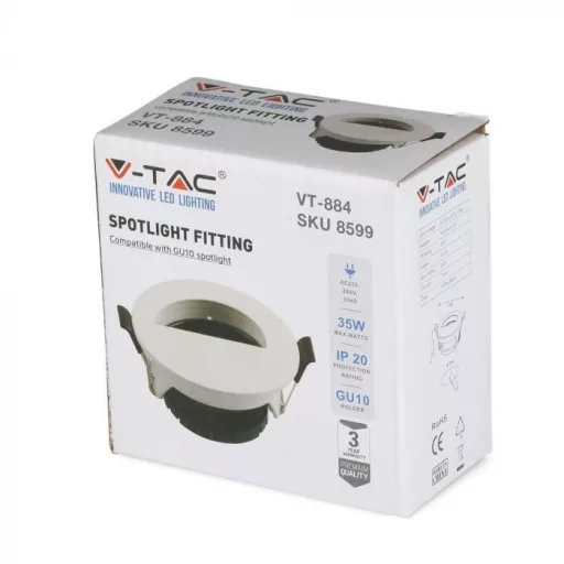 V-TAC Led GU10 Spot Keret beépíthető - fehér,fekete - 8599