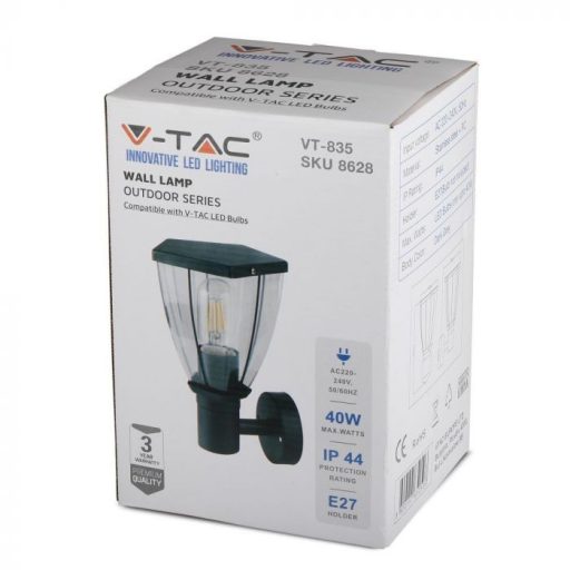 V-TAC 1xE27 Fali lámpatest IP44 - szürke - 8628