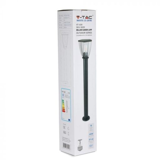 V-TAC 1xE27 Kerti lámpatest 900mm IP44 - fekete - 8629