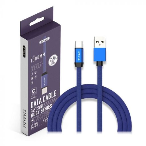 V-TAC 1M C Típusú USB kábel kék - rubin széria - 8630