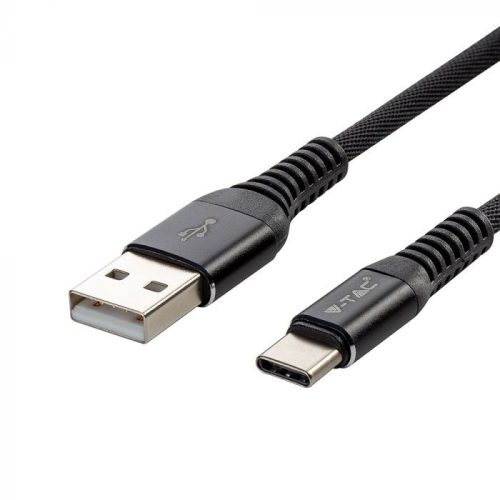 V-TAC 1M C Típusú USB kábel fekete - gyémánt széria - 8632