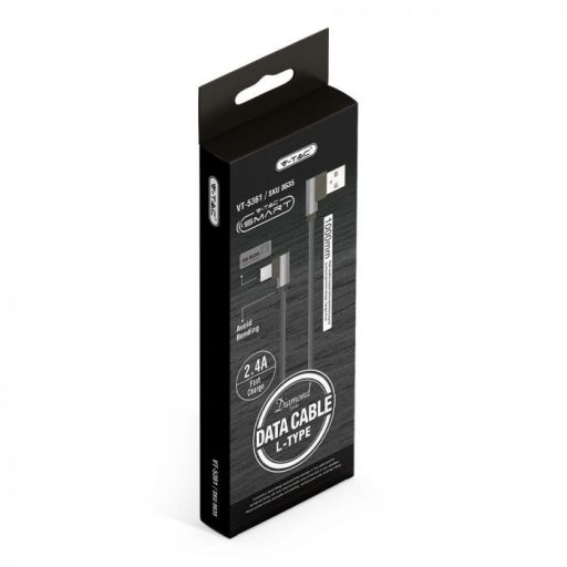 V-TAC 1M Micro USB kábel fekete - gyémánt széria - 8635
