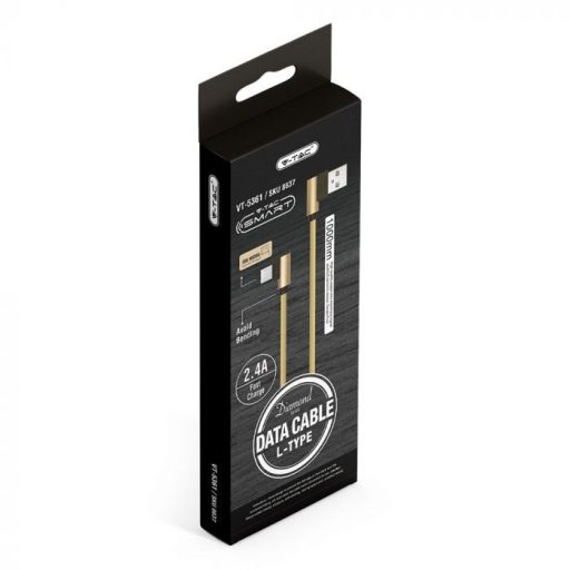 V-TAC 1M Micro USB kábel arany - gyémánt széria - 8637
