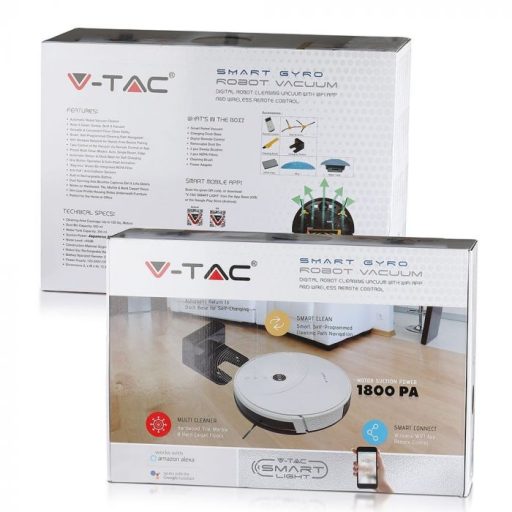 V-TAC Robot porszívó Amazon Alexa és Google kompatibilis fehér - 8649