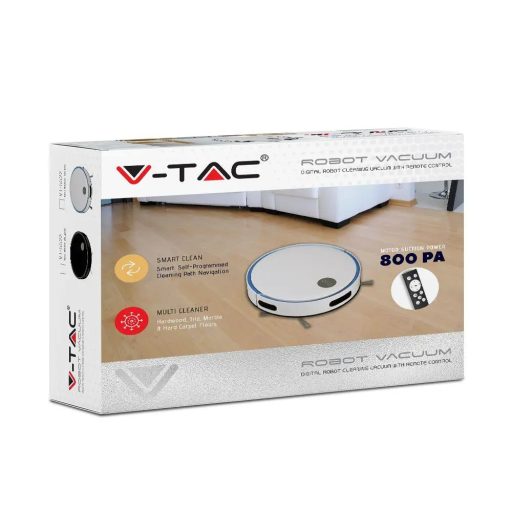 V-TAC Fehér és kék robot porszívó távirányítóval - 8660