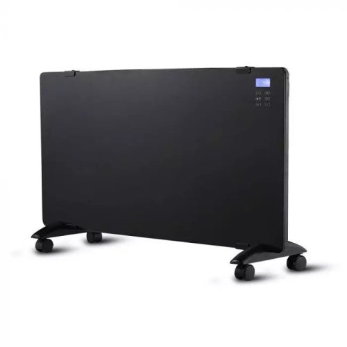 V-TAC Üveg fekete fűtőpanel infra távirányítóval és digitális kijelzővel 2000W IP24 - 8664