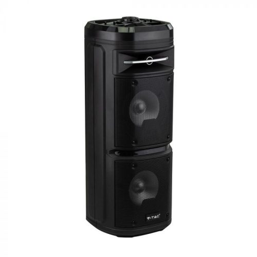 V-TAC 30W Tölthető party hangfal, vezetékes mikrofon, RF távirányítás, bluetooth RGB 2x6,5 inch - 8680