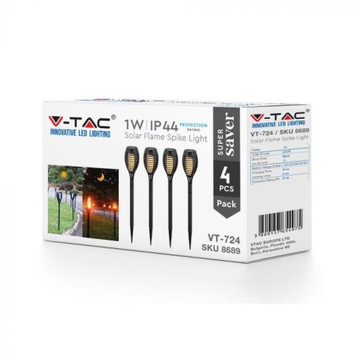V-TAC 1W Napelemes (Solar) kerti világítás csomag (4db) 2200K - 8689