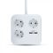 V-TAC 3-as hálózati elosztó 2db USB cstlakozóval 1.4m - 8799